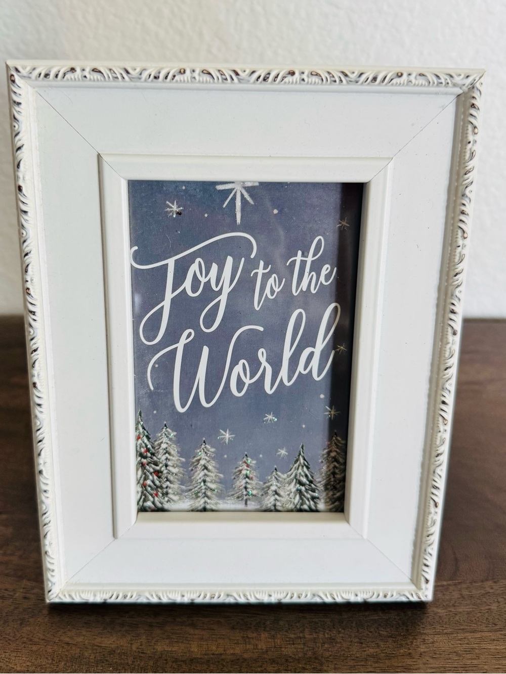 Christmas "Joy to the World" Starry Night Holiday Picture Frame Decor